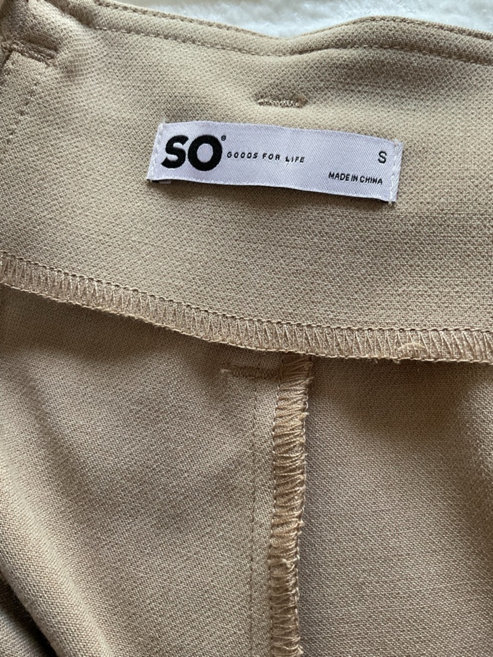 SO Beige Paperbag Waist Tapered Pants Tie Belt Women’s Size S NWT - Picture 6 of 10